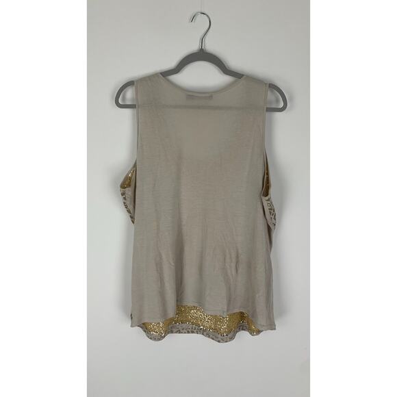 The Limited Women's Tank Top Sequined Leopard Beige Size XL Animal Print - Picture 2 of 8